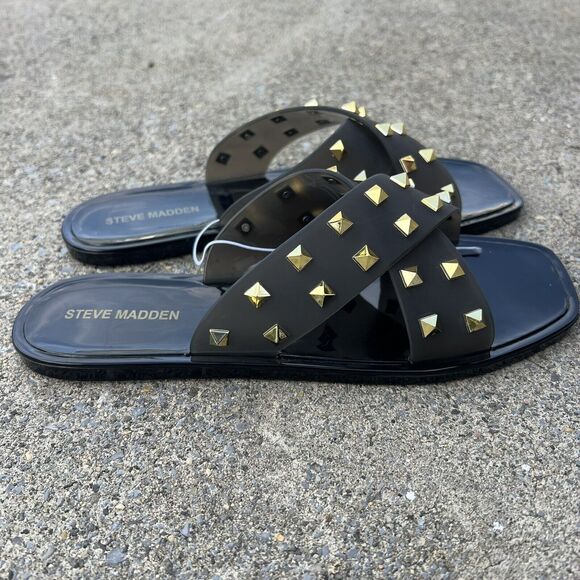 NWOB Steve Madden Tace Slip On Flat Studded Sandals - Picture 3 of 9